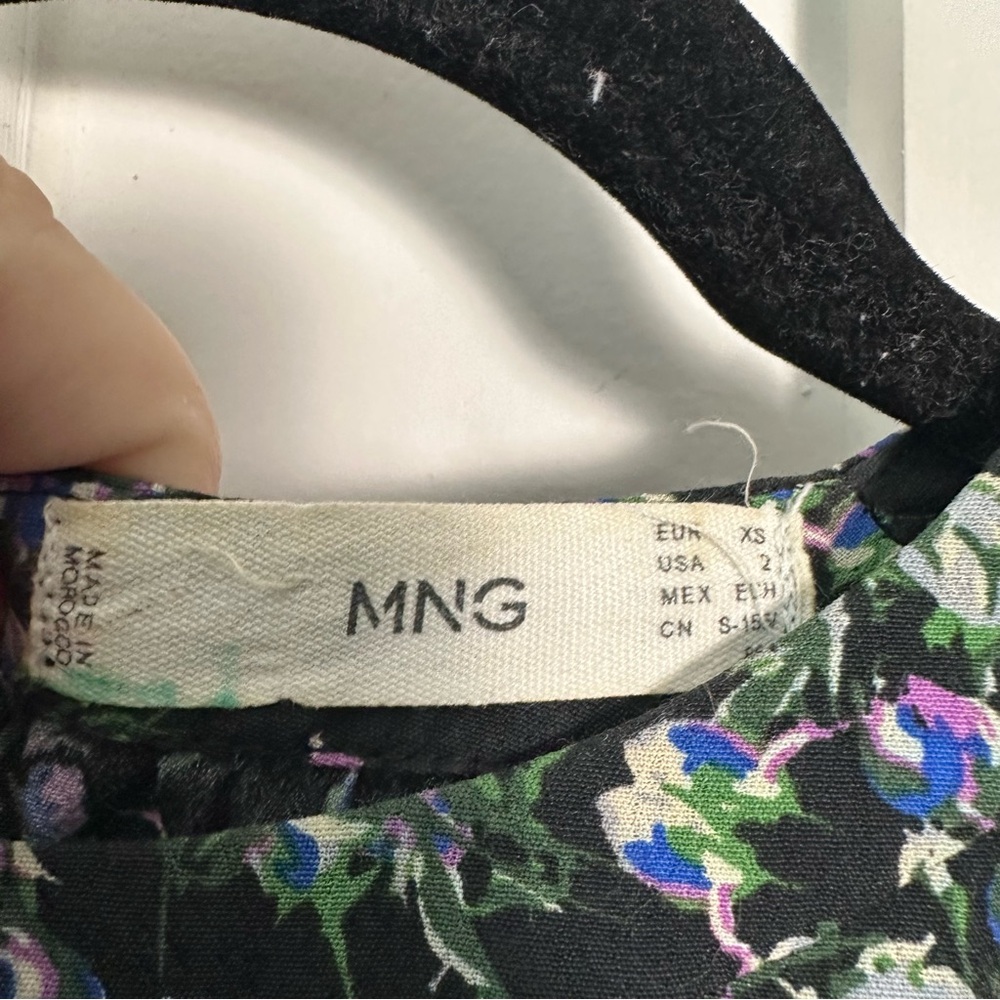 Mango Matching Set! XS/S Maxi Skirt + Blouse- Black Tiered- Purple Floral Print - Picture 13 of 14